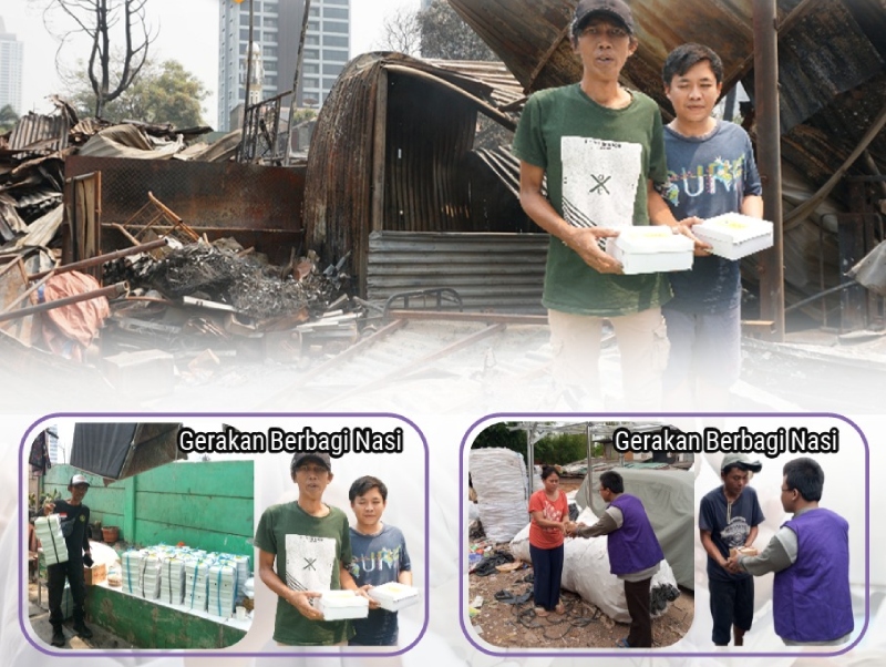Gerakan Berbagi Nasi (Garasi) YDBM Menyentuh Hati Warga Korban Kebakaran